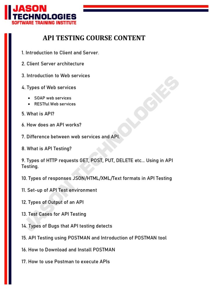 Best Software Training Institute For Api Testing - Jason Technologies